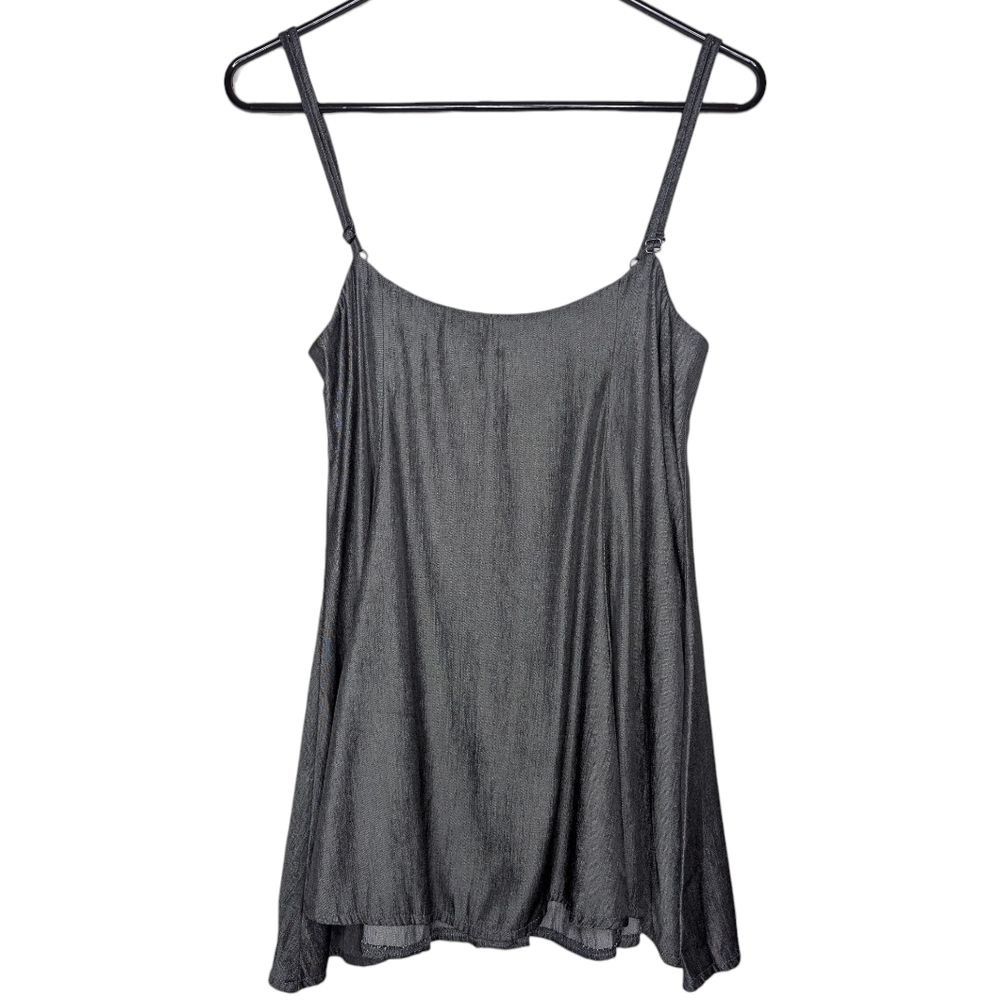 Yoins Y2K Shimmer Silver Metallic Flowy Party Club Tank Top Size Large US 12